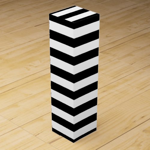 Trendy Black and White Wide Horizontal Stripes Wine Box