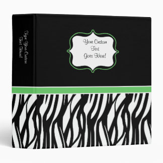 Trendy Black and White with Lime Zebra Binder