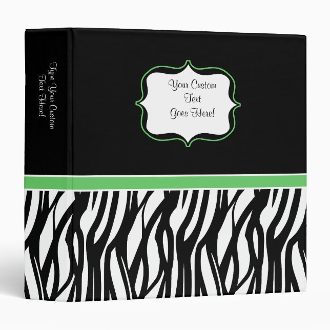 Trendy Black and White with Lime Zebra Binder (Front/Spine)