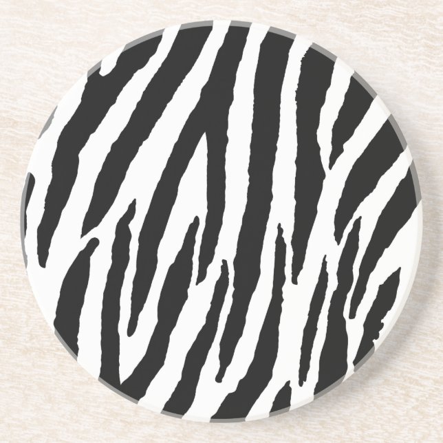 Trendy Black And White Zebra Pattern Drink Coaster (Front)