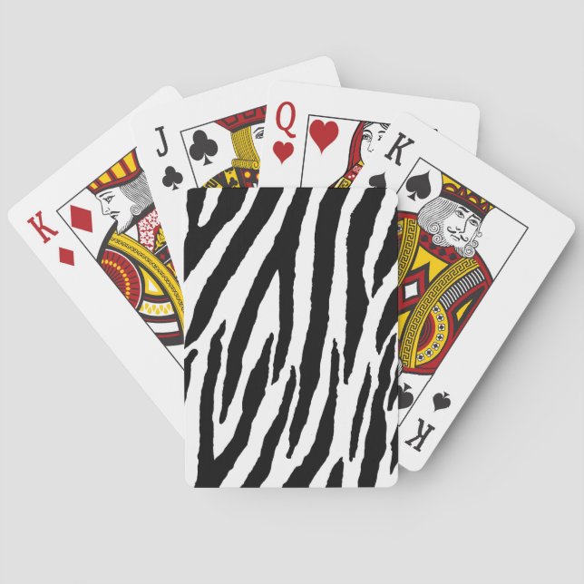Trendy Black And White Zebra Pattern Poker Cards (Back)