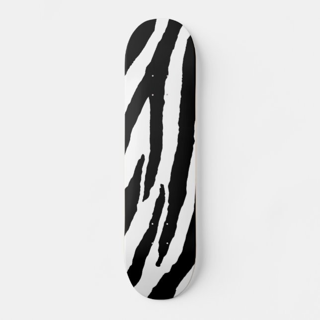 Trendy Black And White Zebra Pattern Skateboard Deck (Front)