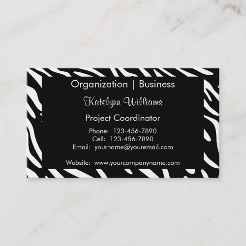 Trendy Black and White Zebra Print Business Cards