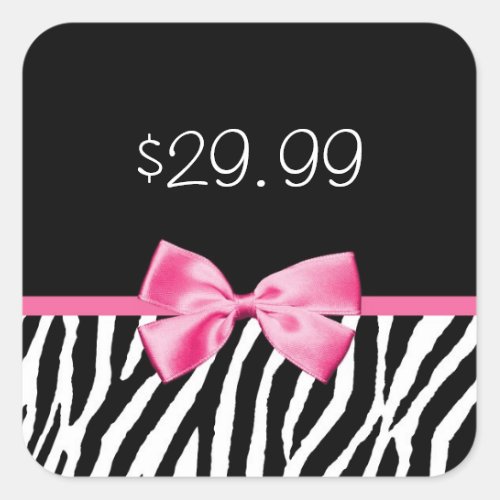 Trendy Black and White Zebra Print Pink Price Tag