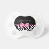 Trendy Black And White Zebra Print Pink Ribbon Pacifier (Front)