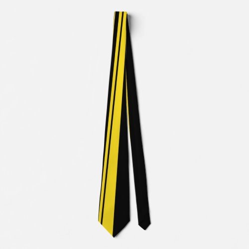 Trendy black and yellow vertical striped neck tie