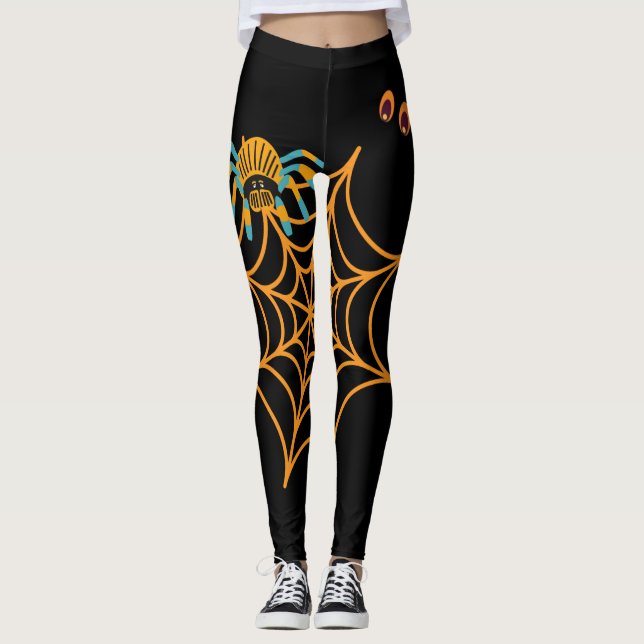trendy black beautiful Spider Web  Leggings (Front)