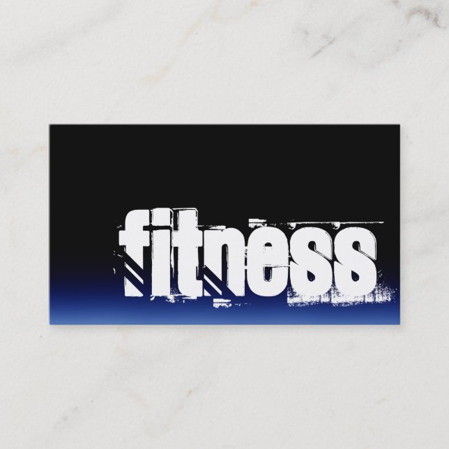 Trendy Black Blue Fitness Sport Business Card (Front)