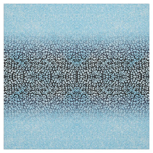 Trendy Black & Blue Glitter Ombre Leopard Print Fabric (Swatch)