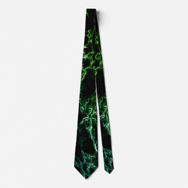 Trendy Black & Blue Green Neon Marble Stone - Cool Neck Tie (Front)