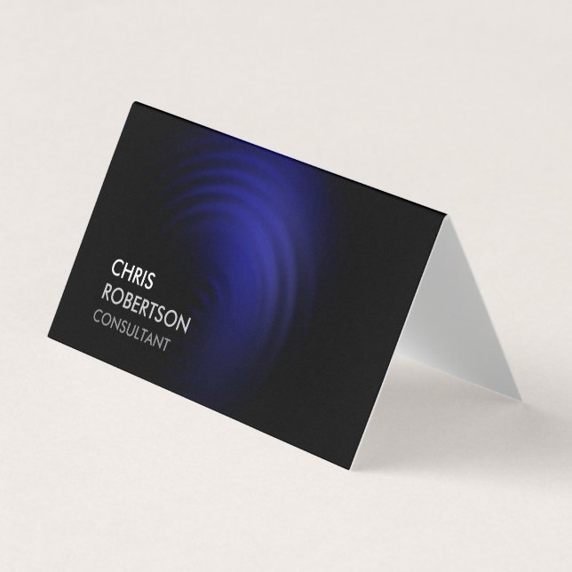 Trendy Black Blue Modern Minimalist Futuristic Business Card (Front)