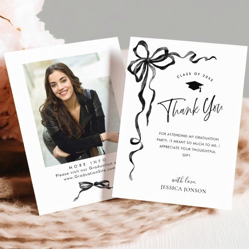 Trendy Black Bow Coquette PHOTO Graduation