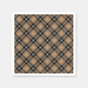 Trendy Black Brown Plaid Napkins