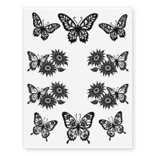 Trendy Black Butterflies Temporary Tattoos