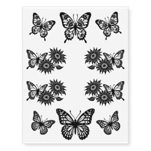 Trendy Black Butterflies Temporary Tattoos