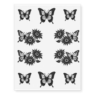 Trendy Black Butterflies Temporary Tattoos