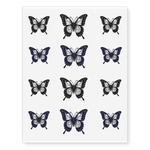 Trendy Black Butterflies Temporary Tattoos