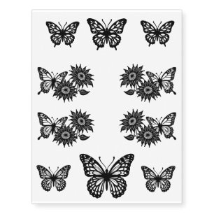 Trendy Black Butterflies Temporary Tattoos