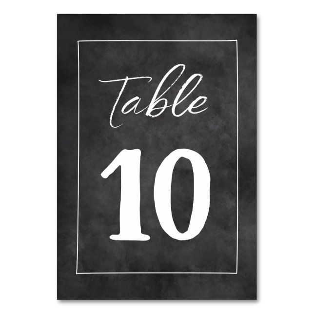 Trendy black chalkboard wedding theme Table Number (Front)