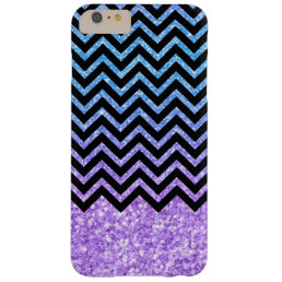 Trendy Black Chevron With Blue &amp; Purple Glitter Barely There iPhone 6 Plus Case
