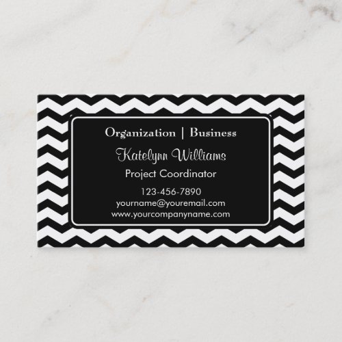 Trendy Black Chevron Zigzag Pattern Business Cards
