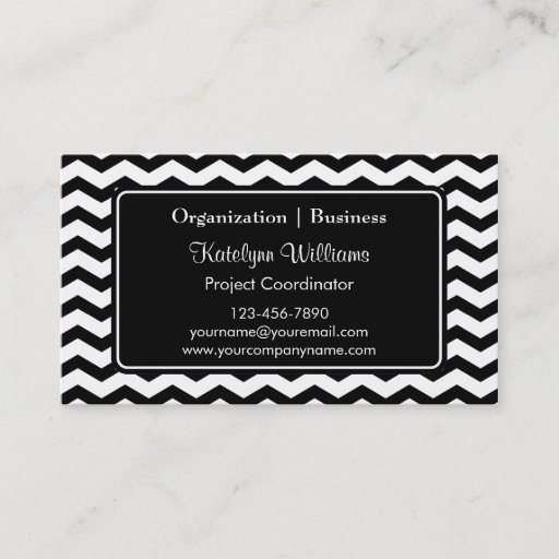 Customizable Trendy Black Chevron Zigzag Pattern Business Cards