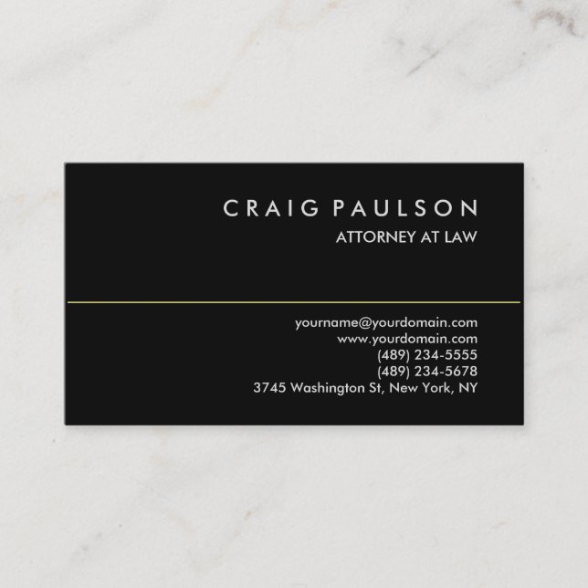 Trendy Black Consultant Attorney Business Card (Front)