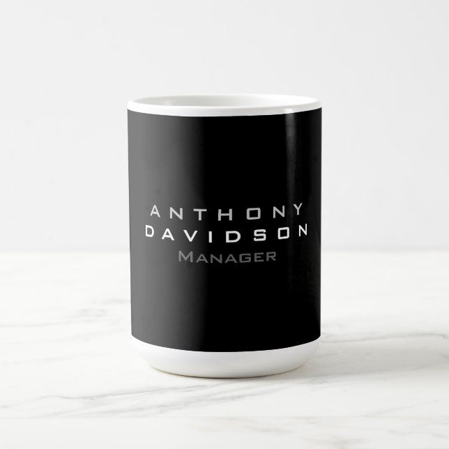 Trendy black custom made modern minimalist coffee mug (Center)