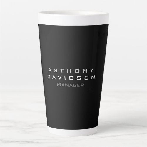 Trendy black custom made modern minimalist latte mug