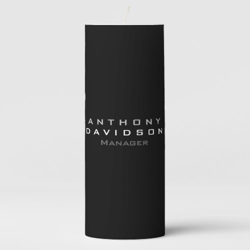Trendy black custom made modern minimalist pillar candle