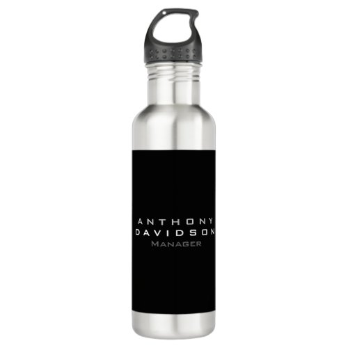 Trendy black custom made modern minimalist stainless steel water bottle