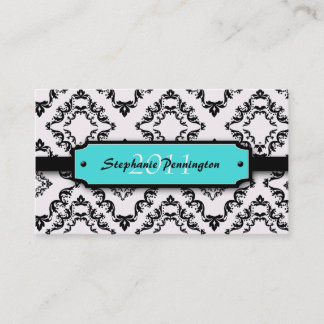Trendy black damask graduation custom name card