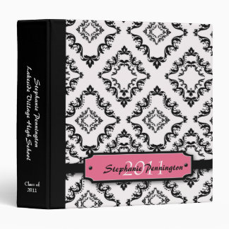 Trendy black damask graduation memory binder