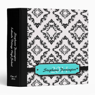 Trendy black damask graduation memory binder