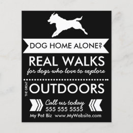 Trendy Black Dog Silhouette Dog Walker Flyer