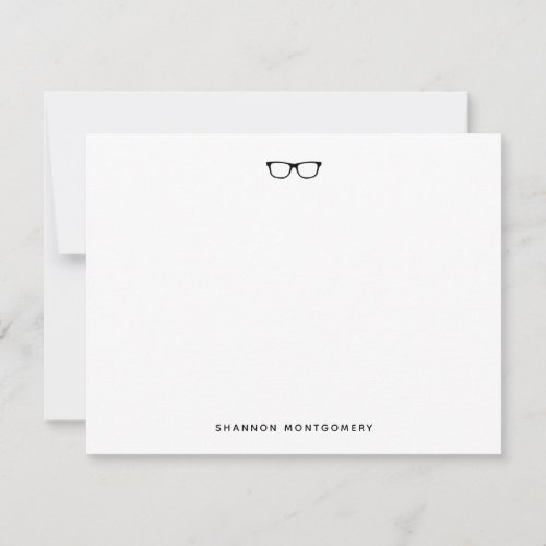 Trendy Black Eyeglasses Note Card