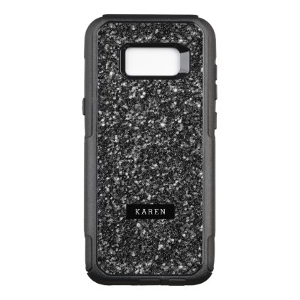 Trendy Black Faux Glitter Monogram D1 OtterBox Commuter Samsung Galaxy S8+ Case