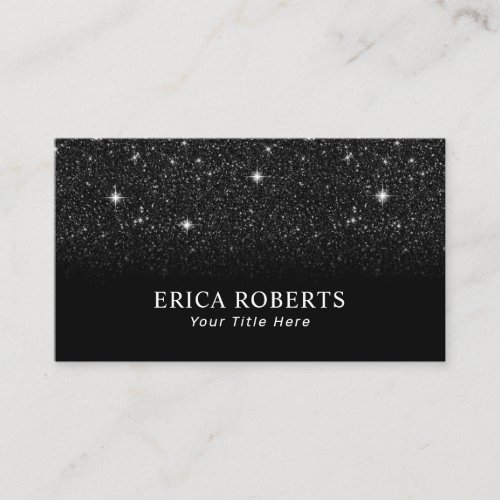 Trendy Black Glitter Elegant Minimalist Business Card