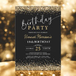 Trendy Black Gold 18th Glitter Any Age Birthday  Invitation<br><div class="desc">Celebrate an unforgettable 18th birthday in style with this Trendy Black Gold Glitter Any Age Birthday Invitation! Designed with a sleek black background and dazzling faux gold glitter accents, this invitation is perfect for a glamorous milestone celebration. Fully editable, you can customize the age, name, and event details—making it ideal...</div>