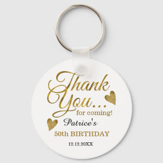 Trendy Black Gold 50th Birthday Thank You Favor Keychain