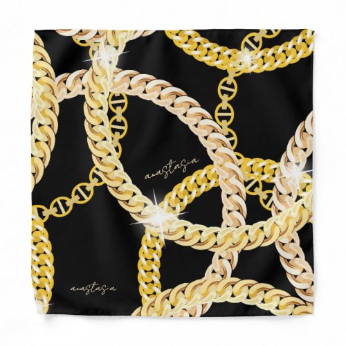 Trendy Black Gold Chains Bandana