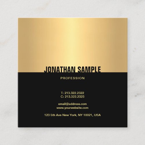 Trendy Black Gold Cool Template Elegant Modern Square Business Card