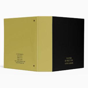 Trendy Black Gold Creative Unique Simple Plain 3 Ring Binder