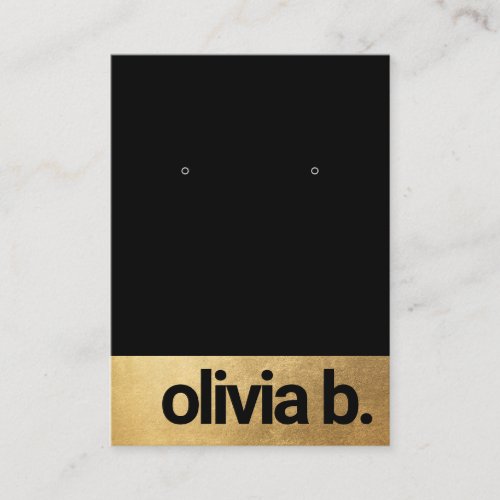 Trendy Black Gold Earring Bold Font  Business Card