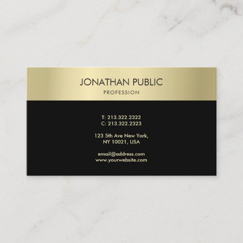 Trendy Black Gold Elegant Simple Template Modern Business Card