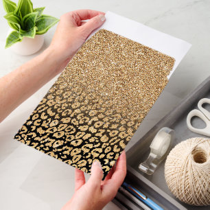 Trendy Black Gold Glitter Leopard Ombre Envelope Mailers
