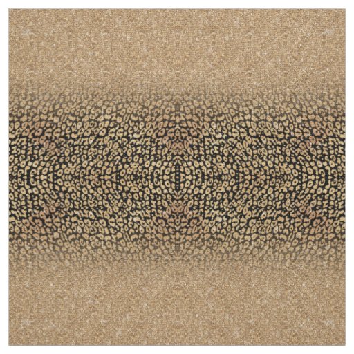 Trendy Black Gold Glitter Leopard Ombre Fabric