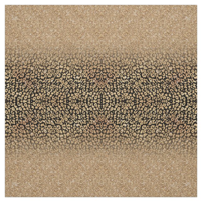 Trendy Black Gold Glitter Leopard Ombre Fabric (Swatch)
