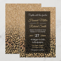 Trendy Black Gold Glitter Leopard Ombre