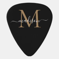 Trendy Black Gold Monogram Girly Feminine Script Guitar Pick Trendy Black Gold Monogram Girly Feminine Script Guitar Pick